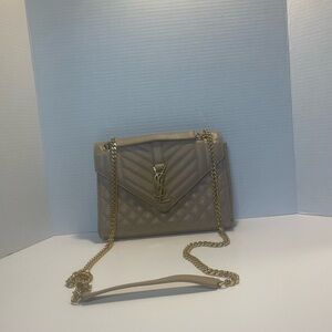 Yves Saint Laurent Tan Gold Quilted Shoulder Bag